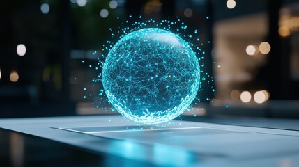 Wall Mural - Globe AI powered virtual globe with floating interface elements and futuristic design.
