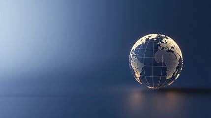 Wall Mural - Globe Global data visualization with a glowing grid overlaying a world map.