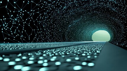 Wall Mural - net ai powered virtual net forming complex data connections in cyberspace.