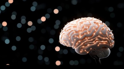 Wall Mural - artificial intelligence glowing ai brain with neural connections symbolizing advanced machine learni