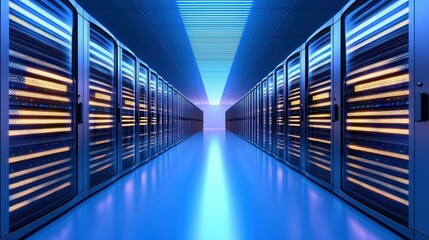 Wall Mural - big data supercomputer running deep learning algorithms to process big data analytics.