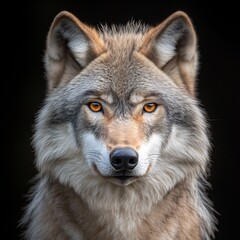  Majestic Wolf Portrait with Intense Gaze on Dark Background Staring
