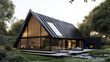 © Thanthara - Modern frame home with black steel roof in serene forest setting