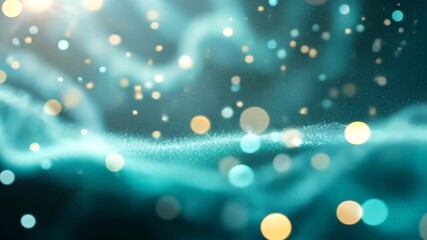 Wall Mural - teal abstract background with shimmering bokeh lights gradient and sparkle