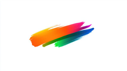 Wall Mural - Vibrant brush stroke in rainbow colors on clean white background, perfect for artistic designs and creative projects