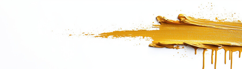 Wall Mural - vibrant golden paint stroke creates striking visual effect, showcasing texture and elegance in artistic expression