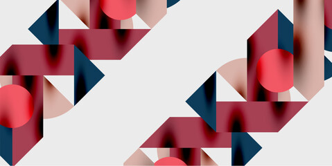 Poster - Detailed composition of circles, semicircles, and triangles with glossy effects and smooth gradients. A sleek and modern vector design for creative and tech-inspired projects
