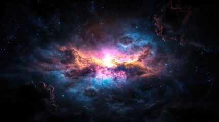 Wall Mural - a stunning cosmic scene featuring vibrant colors and swirling clouds, depicting the beauty of deep s