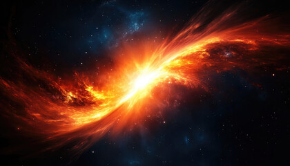 Wall Mural - a vibrant explosion of orange and yellow hues against a dark cosmic background, resembling a stellar