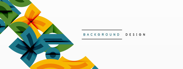 Wall Mural - Abstract geometric background shapes forming a modern, symmetrical pattern. Bold contrast, smooth gradients, dynamic composition, futuristic style