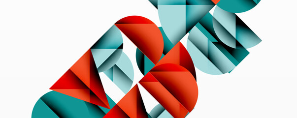 Wall Mural - Abstract geometric pattern with intersecting circles and triangles in gradients. The high-contrast composition creates depth and a dynamic, modern aesthetic