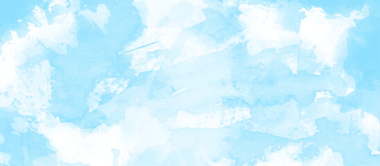 Wall Mural - soft and pastel brush painted watercolor stains, colorful gradient ink colors wet effect blue textur