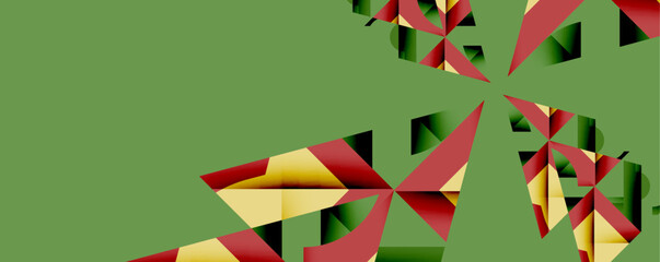 Wall Mural - Abstract geometric artwork with interwoven angular and curved shapes, dynamic composition with smooth gradients and bold contrasts
