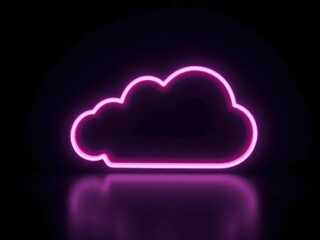 Wall Mural - neon pink cloud with a white outline. the cloud is glowing and he is floating in the air neon