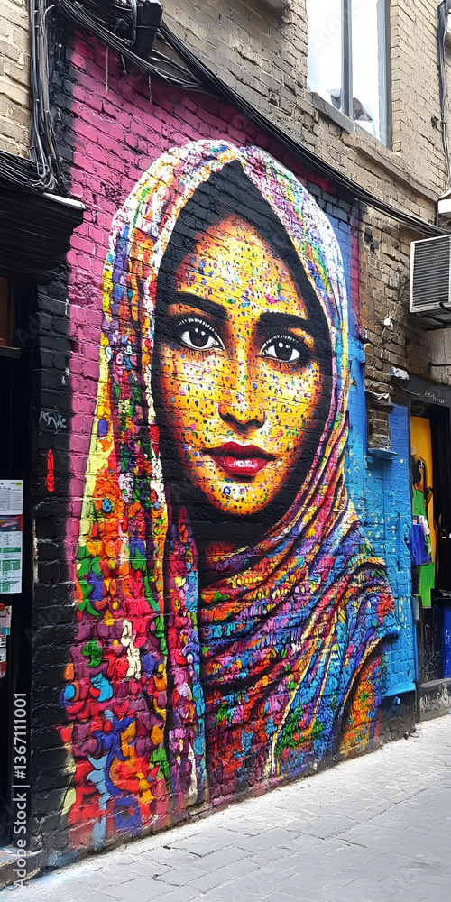 Vibrant Urban Street Art Murals in a Bustling City Scene Stock Photo ...
