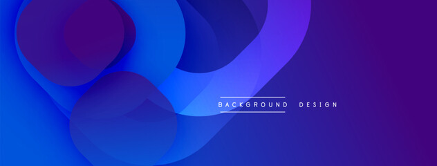 Leinwandbilder - Circular abstract design with overlapping translucent circles and round shapes, blending gradients and smooth curves, creating depth, contrast, and a dynamic visual effect