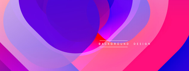 Leinwandbilder - Circular abstract design with overlapping translucent circles and round shapes, blending gradients and smooth curves, creating depth, contrast, and a dynamic visual effect