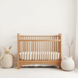 © Inna - Baby room interior with white crib, rattan pouf and toys