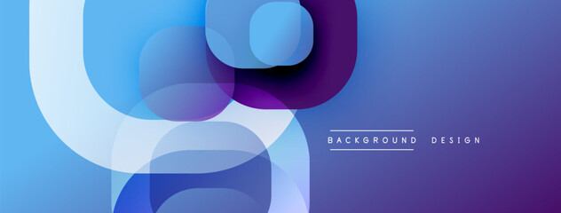 Leinwandbilder - Circular abstract design with overlapping translucent circles and round shapes, blending gradients and smooth curves, creating depth, contrast, and a dynamic visual effect