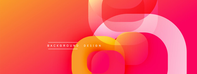 Fototapete - Circular abstract design with overlapping translucent circles and round shapes, blending gradients and smooth curves, creating depth, contrast, and a dynamic visual effect