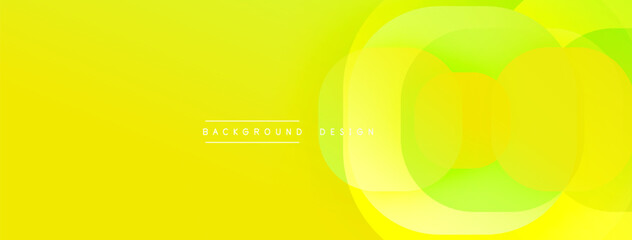 Leinwandbilder - Circular abstract design with overlapping translucent circles and round shapes, blending gradients and smooth curves, creating depth, contrast, and a dynamic visual effect