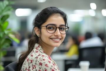 cheerful and successful indian woman programmer at work inside modern office, tech support worker wi