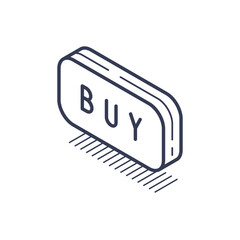 Wall Mural - clean and minimalist isometric line icon features a stylized buy button, emphasizing a simple yet ef