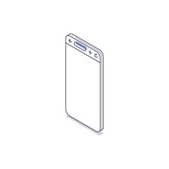 Wall Mural - illustration showcases a smartphone in isometric line art style. design features a minimal outline h