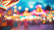 © Mary Salen - Defocused abstract nostalgic amusement park rides carnival electric lights colorful summer fun childhood background beautiful bokeh with copy space vintage fairground