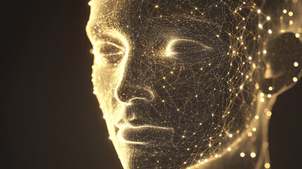 Canvas Print - neural network, artificial intelligence, social connections, digital database, polygonal mesh