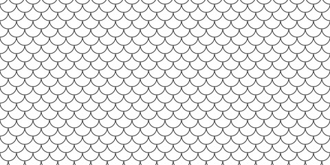Shingles roof seamless pattern. House roof tile texture. Geometric shape design. Metal construction grid. Fish scales. Vector illustration isolated on white background.