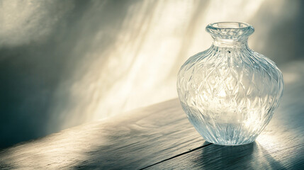 Wall Mural - sophisticated frosted glass vase resting gracefully on a table in a cozy setting highlighting the be