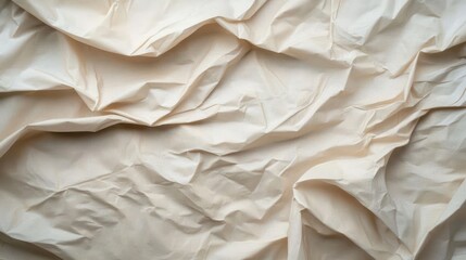 Aufkleber - Close up shot of beige crumpled paper texture showing folded surfaces and shadow creating abstract pattern