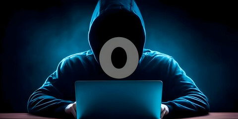 Photo of Anonymous Hacker in Black Hoodie Using Laptop in Dark