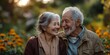 © Vision Ripple - Vibrant snapshot of a joyful elderly couple sharing genuine laughter in a lush garden, radiating pure happiness and love under natural sunlight. Generative AI