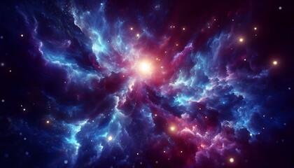 Wall Mural - Fantasy sci-fi cosmic background with shimmering stars and nebula-like glowing textures
