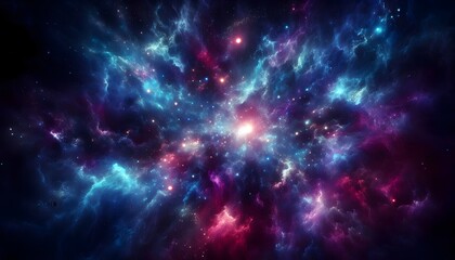 Wall Mural - Abstract cosmic scene with glowing light, deep space colors, and fantasy sci-fi aesthetic