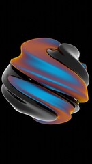 Aufkleber - Fluid metallic lumps in neon purple and blue float on a black background, creating an abstract wave pattern that merges illusions, technology, and futuristic design........
