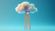 © john - 3D ladder leading up to a cloud on a blue background
