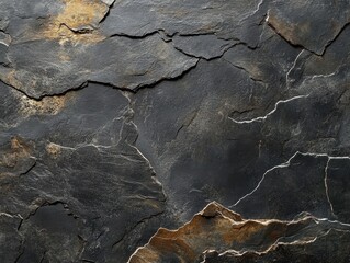 Poster - Dark Gray and Gold Cracked Stone Texture Background