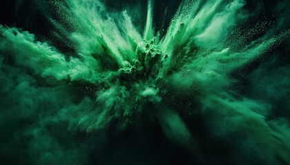 Aufkleber - Emerald Green Powder Explosion Against Black Background