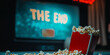 © AiDesign - the end movie screen with spilled popcorn box concept of end of story of last show of web series season