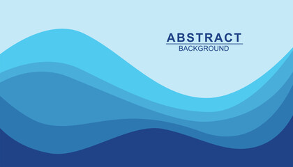 Aufkleber - Abstract blue wave background. sea waves layered. fluid shapes composition. blue creative wave business banner background