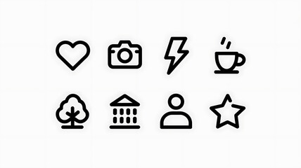 simple minimalist line icons for social media or app interface