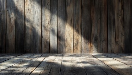 Poster - Rustic Wooden Wall and Floor with Light and Shadow