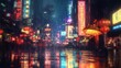 © BONDET LUCKY - Walking in Rainy Chinatown Street with Neon Lights and Reflections at Night