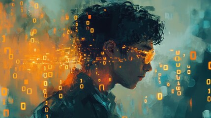 Abstract depiction of digital immersion, envisioning future tech and user interface