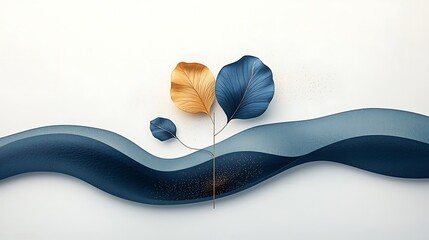 Poster - Abstract blue beige shapes texture minimalist design