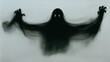 © Ksenia - Realistic Halloween ghost shadow. Transparent isolated phantom. Flying spooky dead soul. Black smoke transparent horror monster.