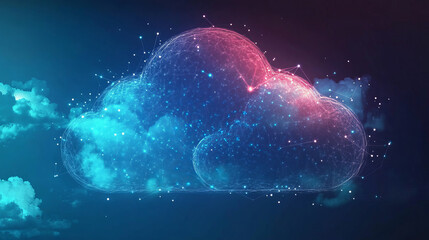 Cloud technology. Integrated digital web concept background
